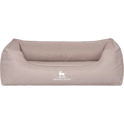 Knuffelwuff Orthopädisches Hundebett Luisa aus Velours mit feinem Handwebcharakter – Sunshine Edition