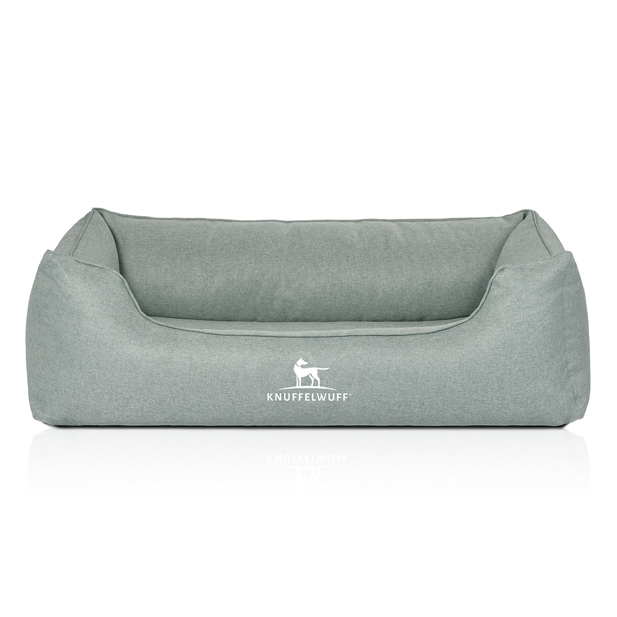 Knuffelwuff Orthopädisches Hundebett Luisa aus Velours mit feinem Handwebcharakter – Sunshine Edition