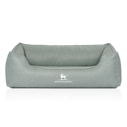Knuffelwuff Orthopädisches Hundebett Luisa aus Velours mit feinem Handwebcharakter – Sunshine Edition