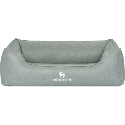 Knuffelwuff Orthopädisches Hundebett Luisa aus Velours mit feinem Handwebcharakter – Sunshine Edition