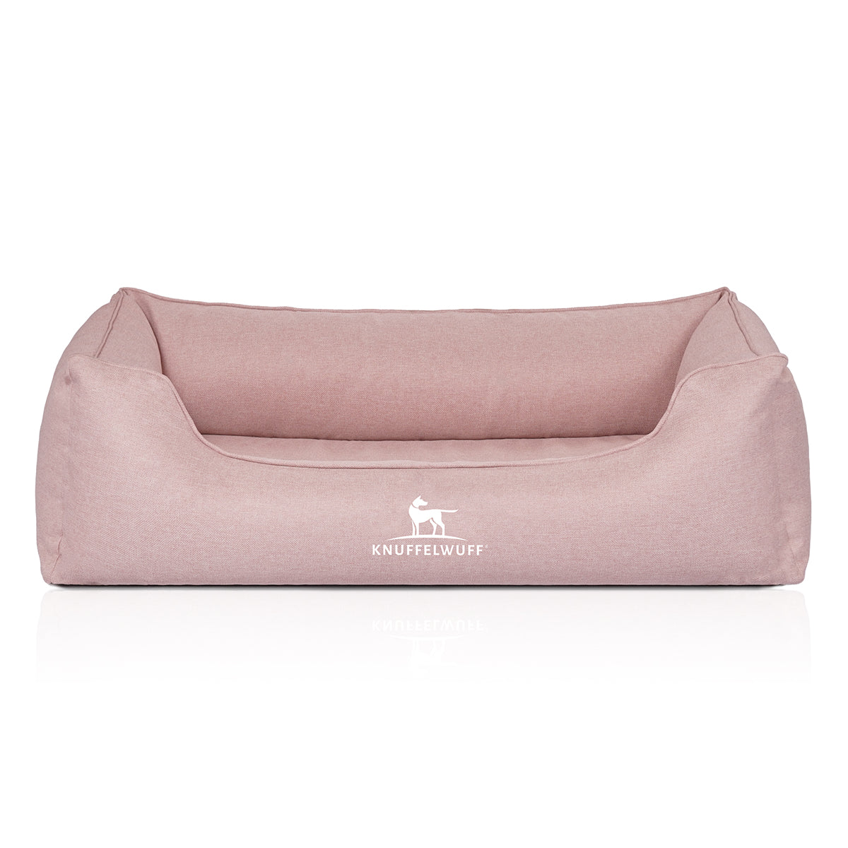 Knuffelwuff Orthopädisches Hundebett Luisa aus Velours mit feinem Handwebcharakter – Sunshine Edition