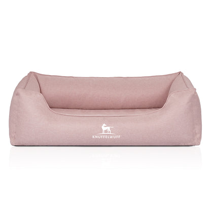 Knuffelwuff Orthopädisches Hundebett Luisa aus Velours mit feinem Handwebcharakter – Sunshine Edition