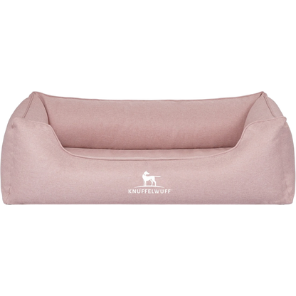 Knuffelwuff Orthopädisches Hundebett Luisa aus Velours mit feinem Handwebcharakter – Sunshine Edition
