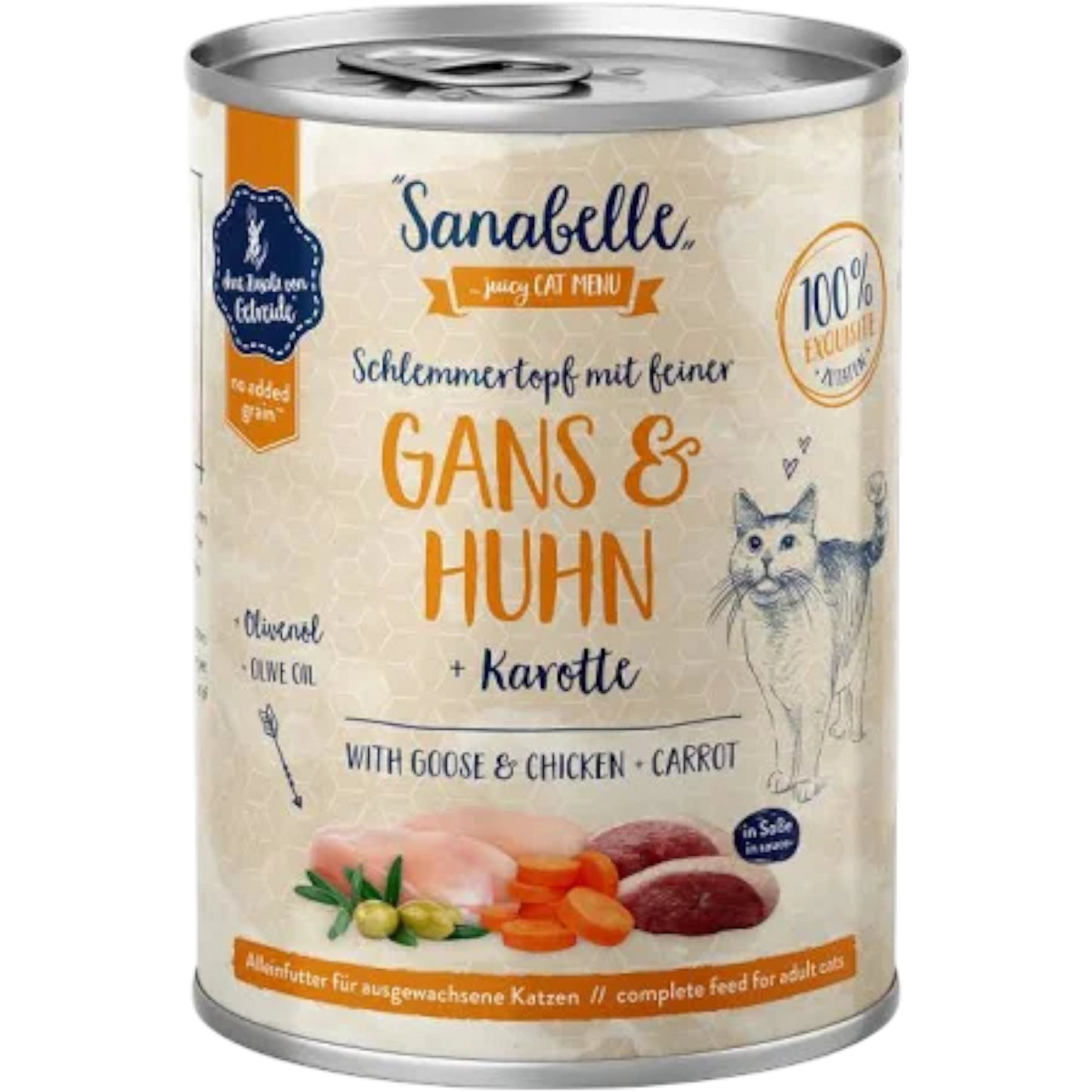 Sanabelle Adult – Gans & Huhn mit Karotte + Olivenöl für feinen Soßengenuss