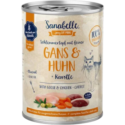 Sanabelle Adult – Gans & Huhn mit Karotte + Olivenöl für feinen Soßengenuss
